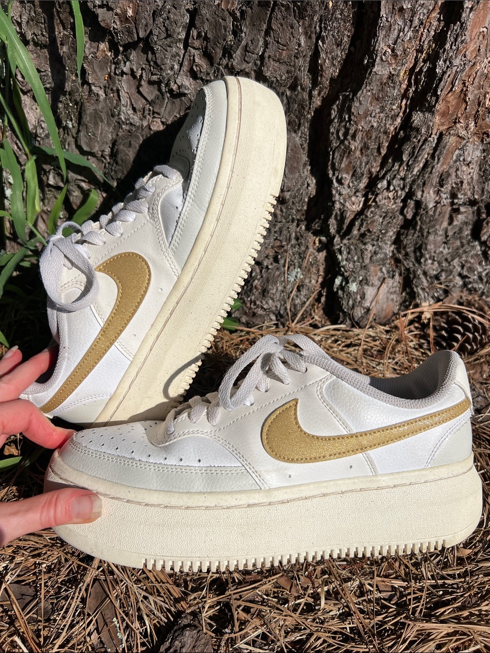 Nike Metallic Gold Court Vision Alta 9.5